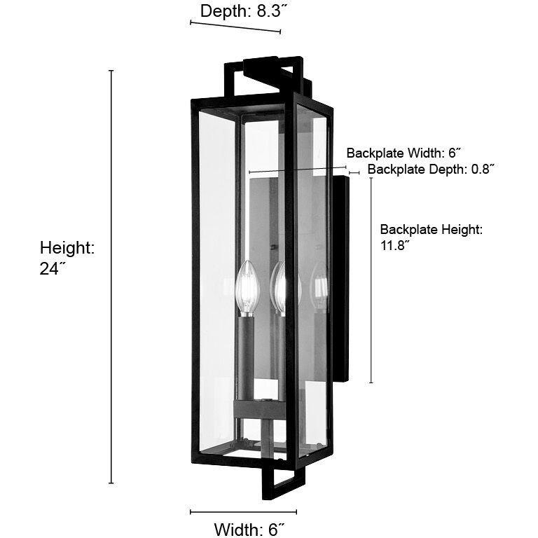 Lamont 2 Light 24 inch Textured Black Outdoor Wall Sconce